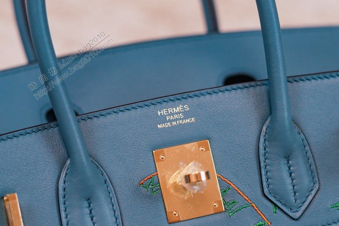 Hermesn鉑金女包 愛馬仕Birkin手提包 愛馬仕新款刺繡鉑金包  am2278